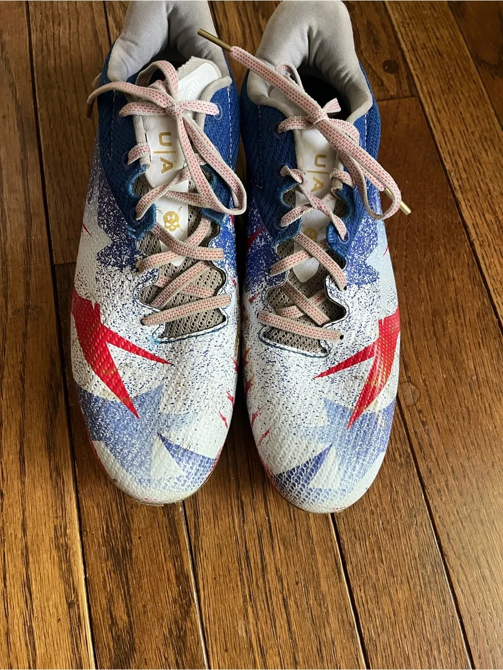 Under Armour Men’s Blur LE MC USA Red, Blue & White Football Cleats Size 9.5